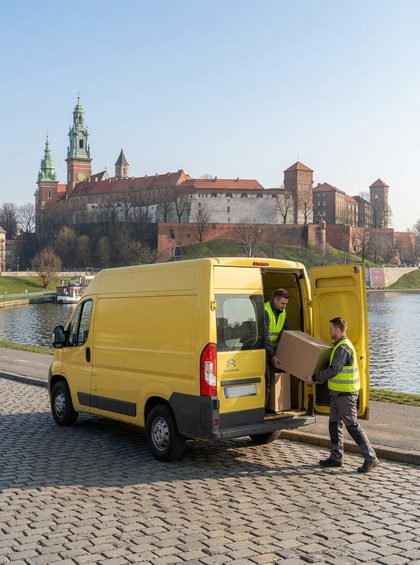 Bus przeprowadzkowy z załadunkiem kartonów w Krakowie