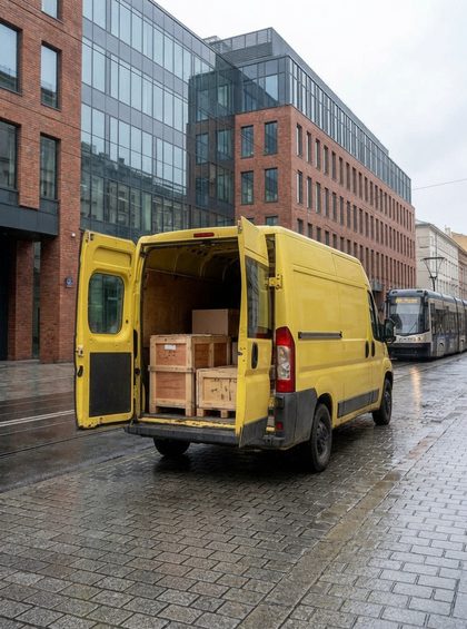 Załadunek gabarytów do busa firmy Wywóz Gabarytów Kraków